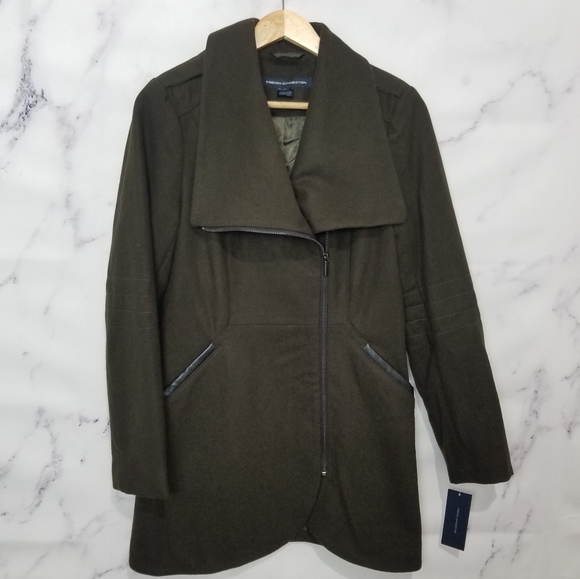 French Connection Brown 3/4 Length Coat, Medium - Picture 2 of 9